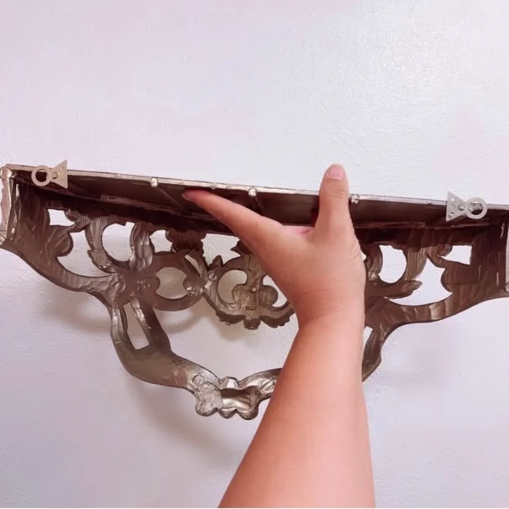 Italian Ornate Rococo-Style Gold/Silver Wall Shelf